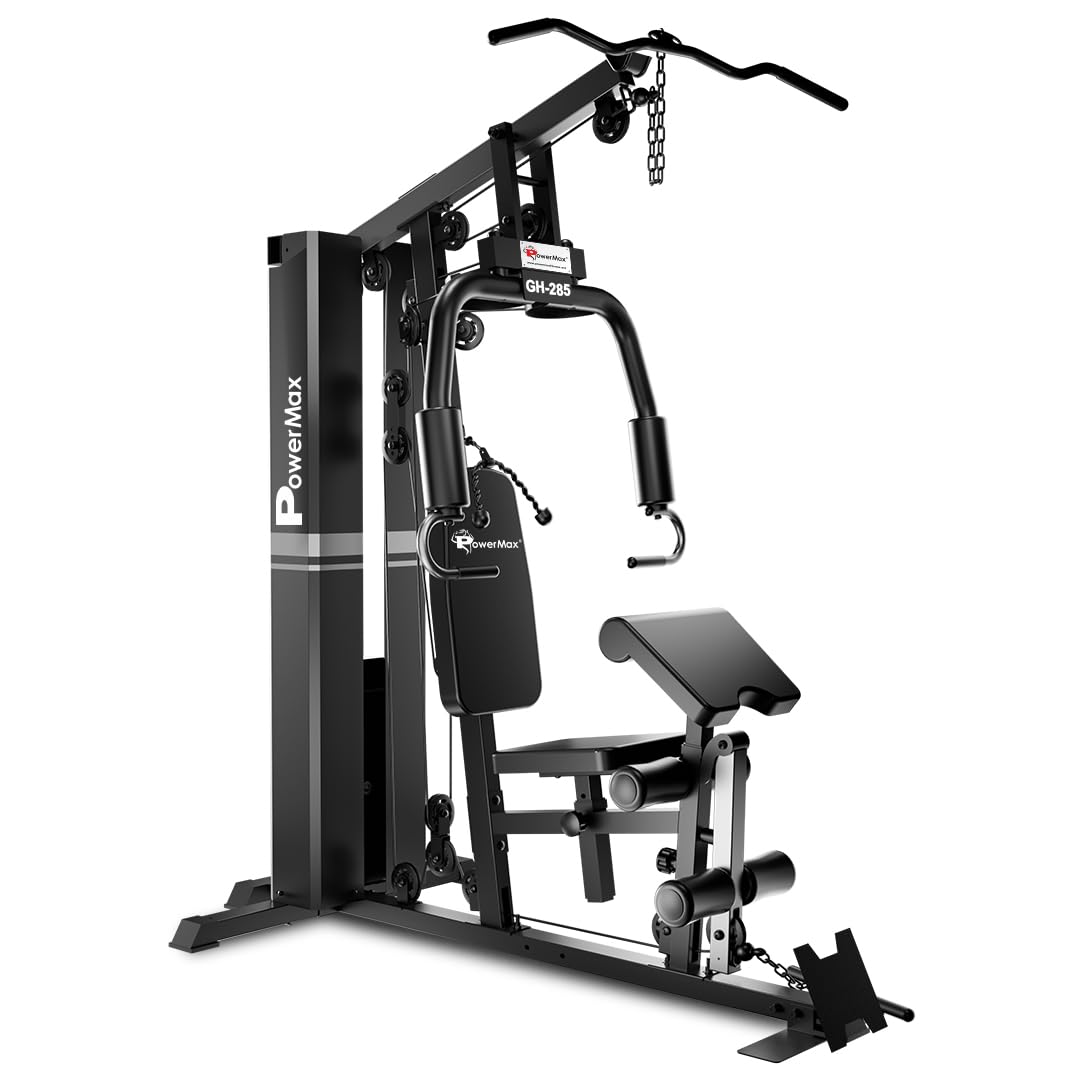 PowerMax FitnessGH-285 Multifunction Home Gym | 73kg Weight Stack | LAT Pull Down | Arm Pad | Breathable Back Cushion | Compact Design Multi-Station Gym | Home Fitness System