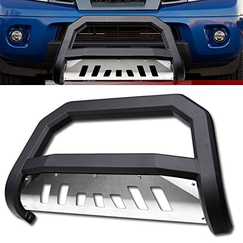 Vxmotor For 2005-2017 Nissan Frontier / 2005-2015 Xterra ; 2005-2007 Pathfinder Suv Matte Black Avt Edge Bold Series Bull Bar Brush Push Front Bumper Grill Grille Guard With Ss Aluminum Skid Plate #TOP4