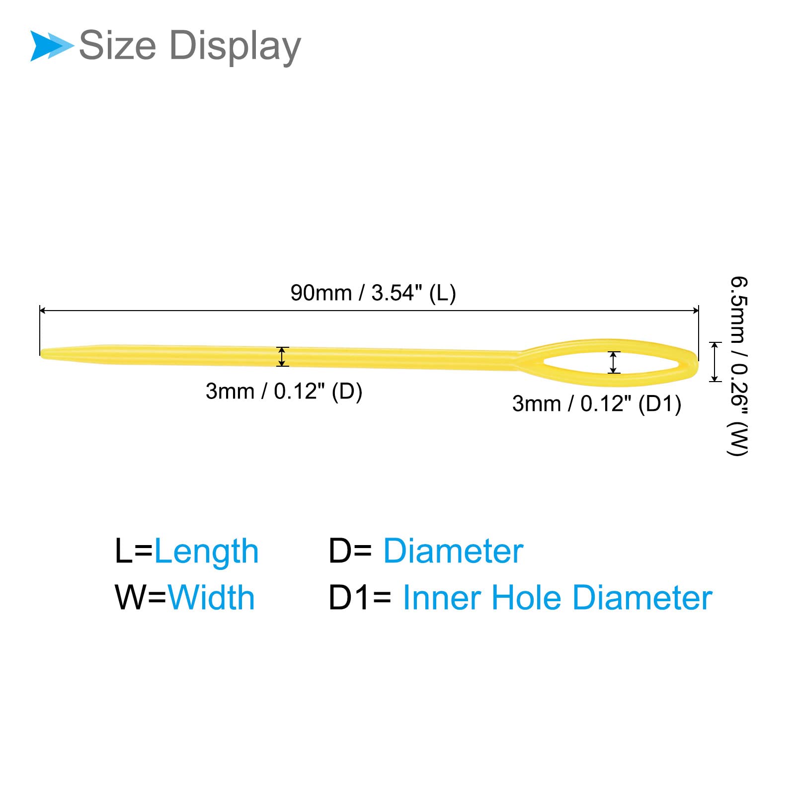 CoCud Plastique Large Oeil Couture Aiguilles, 3.5 Pouce Longueur, Apprentissage Émoussé Aiguilles Laine Laçage Aiguilles - (pour DIY Fait Main Artisanats), Jaune 100-Pièces