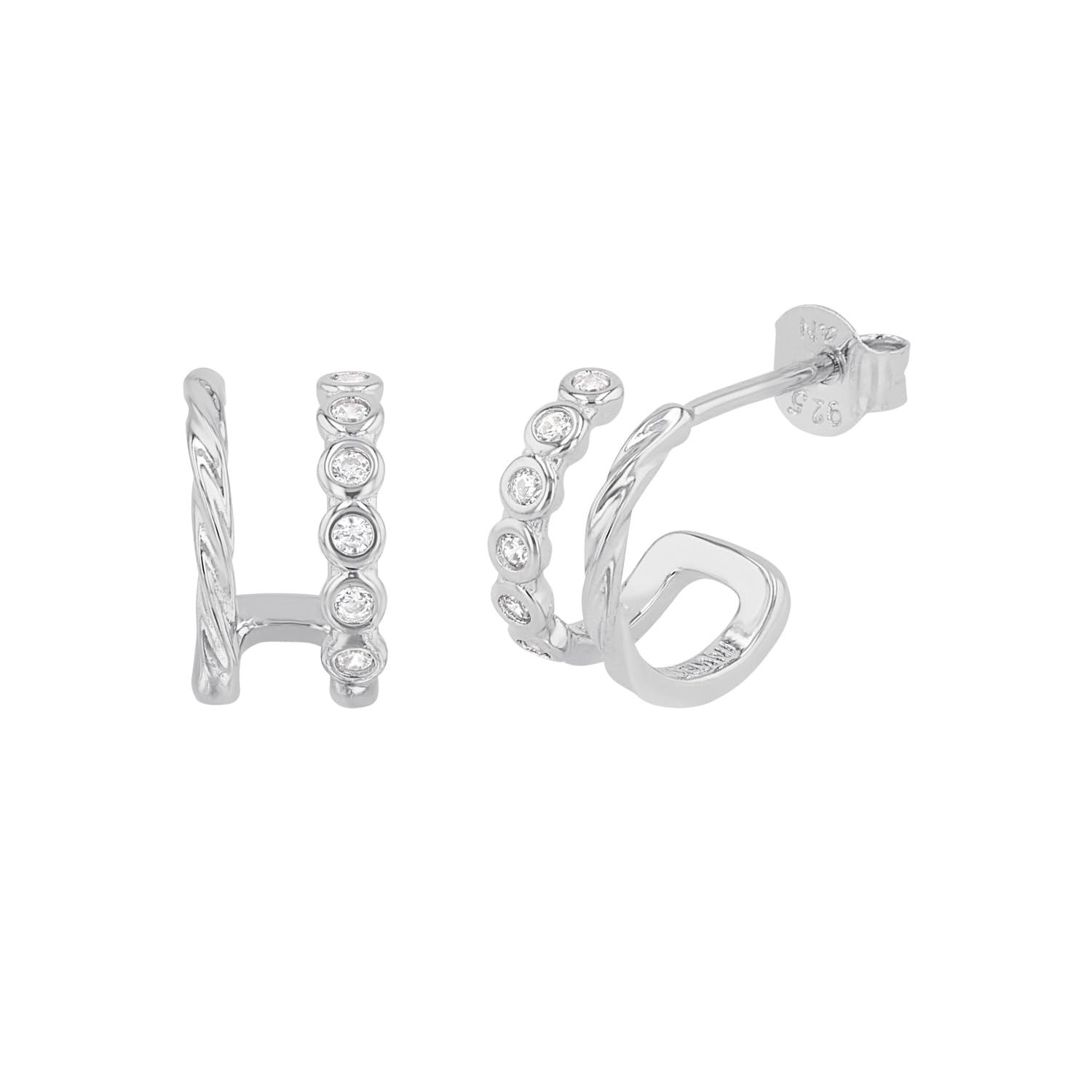 NOELANI Creolen 925 Sterling Silber Damen Ohrschmuck, mit Zirkonia synth., 1 cm, Gold, Kommt in Schmuck Geschenk Box, 2036061