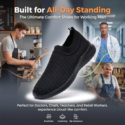 Image of TIOSEBON Men's Slip On Walking Shoes Arch Support Knit Mesh Lightweight Casual Comfortable Gym Workout Running Tennis Travel Standing Sneakers