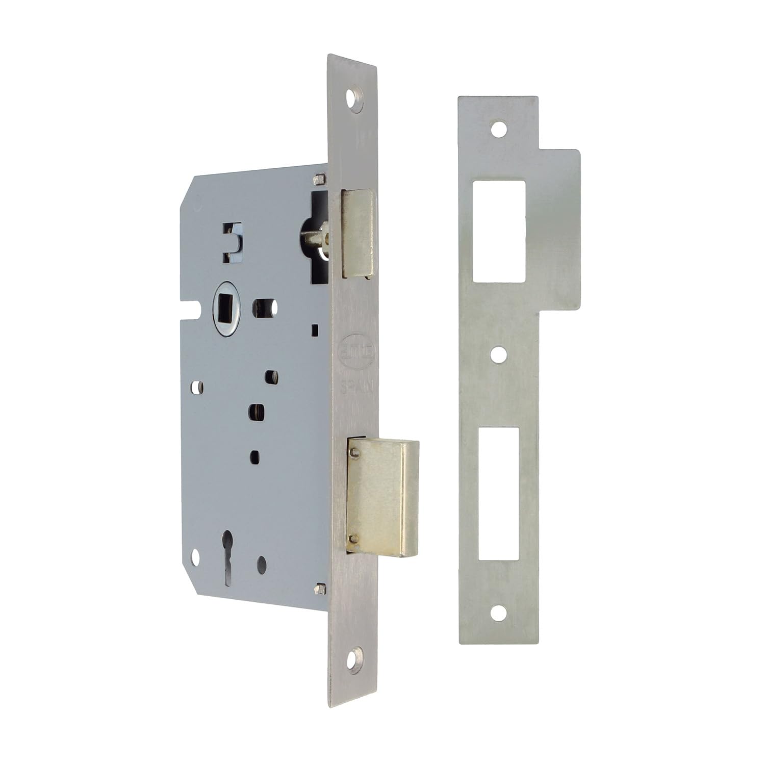 Amig Blue - Mortice Lock | 60/68 Mm Inlet | Lock For Wooden Doors | With Gorja Key On Square Edge | Empty Key | Matte Stainless Steel