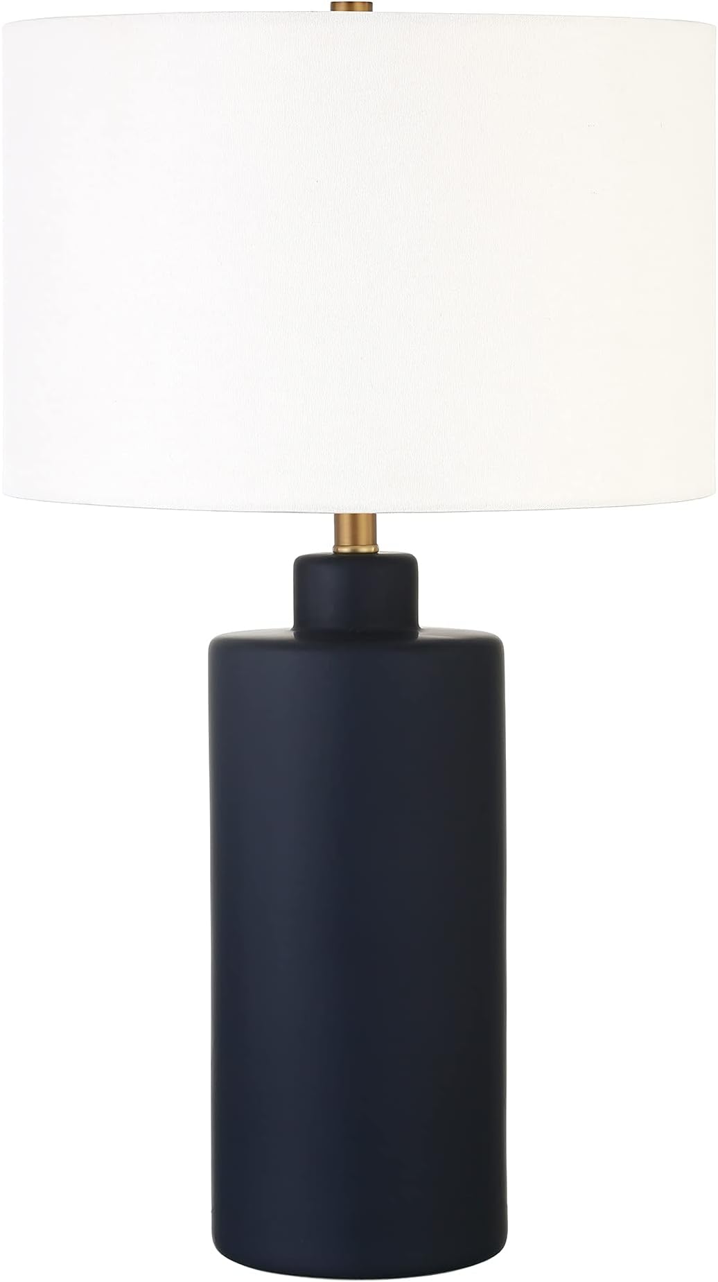 Carlina 25" Tall Ceramic Table Lamp with Fabric Shade in Matte Navy/White