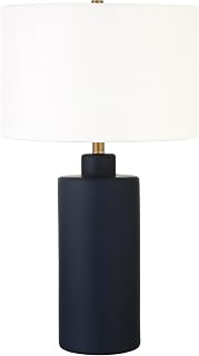 Carlina 25" Tall Ceramic Table Lamp with Fabric Shade in Matte Navy/White
