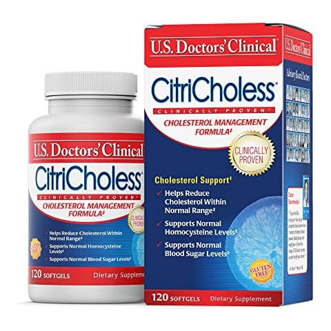 U.S. Doctors’ Clinical CitriCholess® Naturally Promotes Normal Cholesterol Ratios with Bergamonte Citrus Extract & Vitamin C to Support CoQ10 Levels (120 Softgels – 2 Month Supply) Cover
