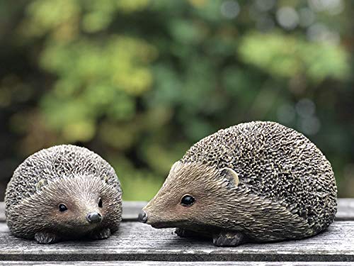 UKMGifts Set of 2 Hedgehog resin garden or indoor ornaments