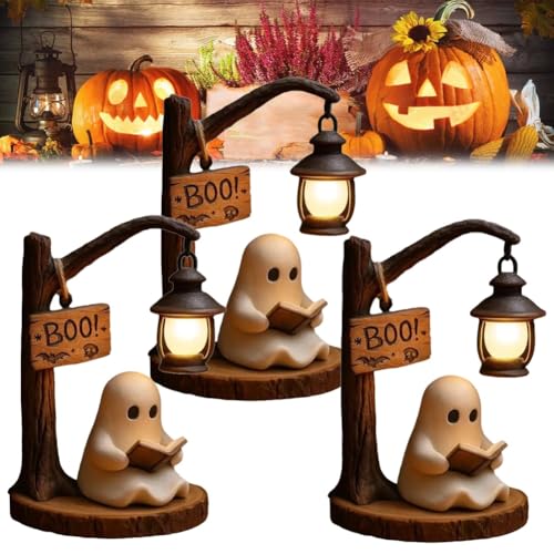 Halloween Cute Ghost Reading Lantern Boo, 3D LED Resin Night