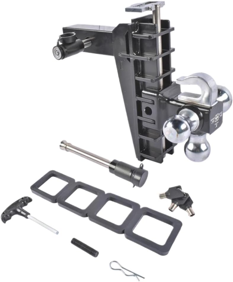 2.0 Inch Receiver Hitch with 8 Inch Drop Adjustable Design, 17000 lbs Capacity