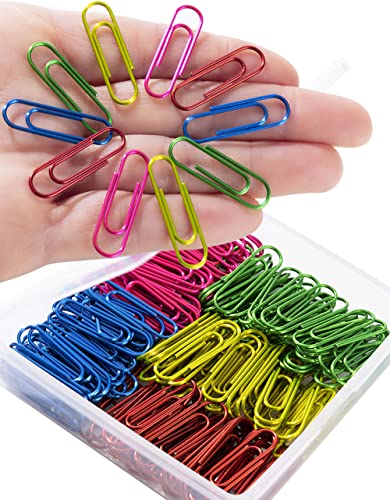 Bunt Büroklammern Klein, Photway 200 Stück 28mm Helle Vinylbeschichtete Büroklammer für Papiere Schule Bürobedarf Cover