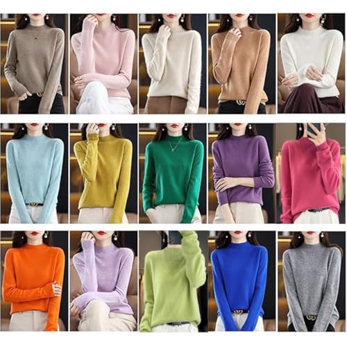 Cashmere Sweaters for Women, Cashmere Long Sleeve Crew Neck Soft Warm Pullover Knit Jumpers2
