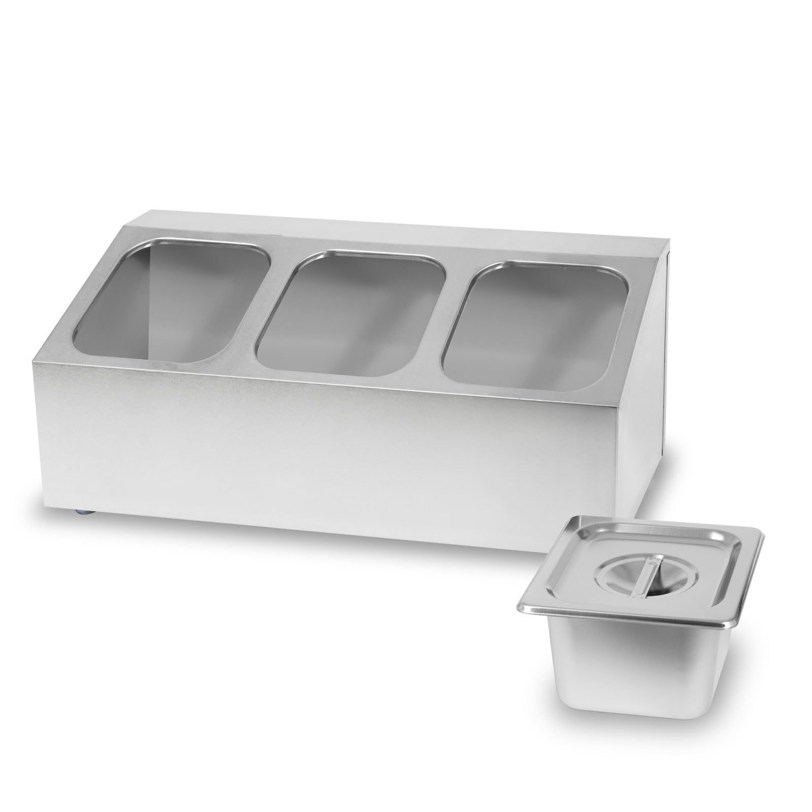VERTES Recipiente para Ingredientes 3 x 1/6 GN Gastronorm, Acero Inoxidable, 100mm de Profundidad, Higiénico, Resistente a los arañazos, Resistente a temperaturas de -40° a 300°C, para baño maría