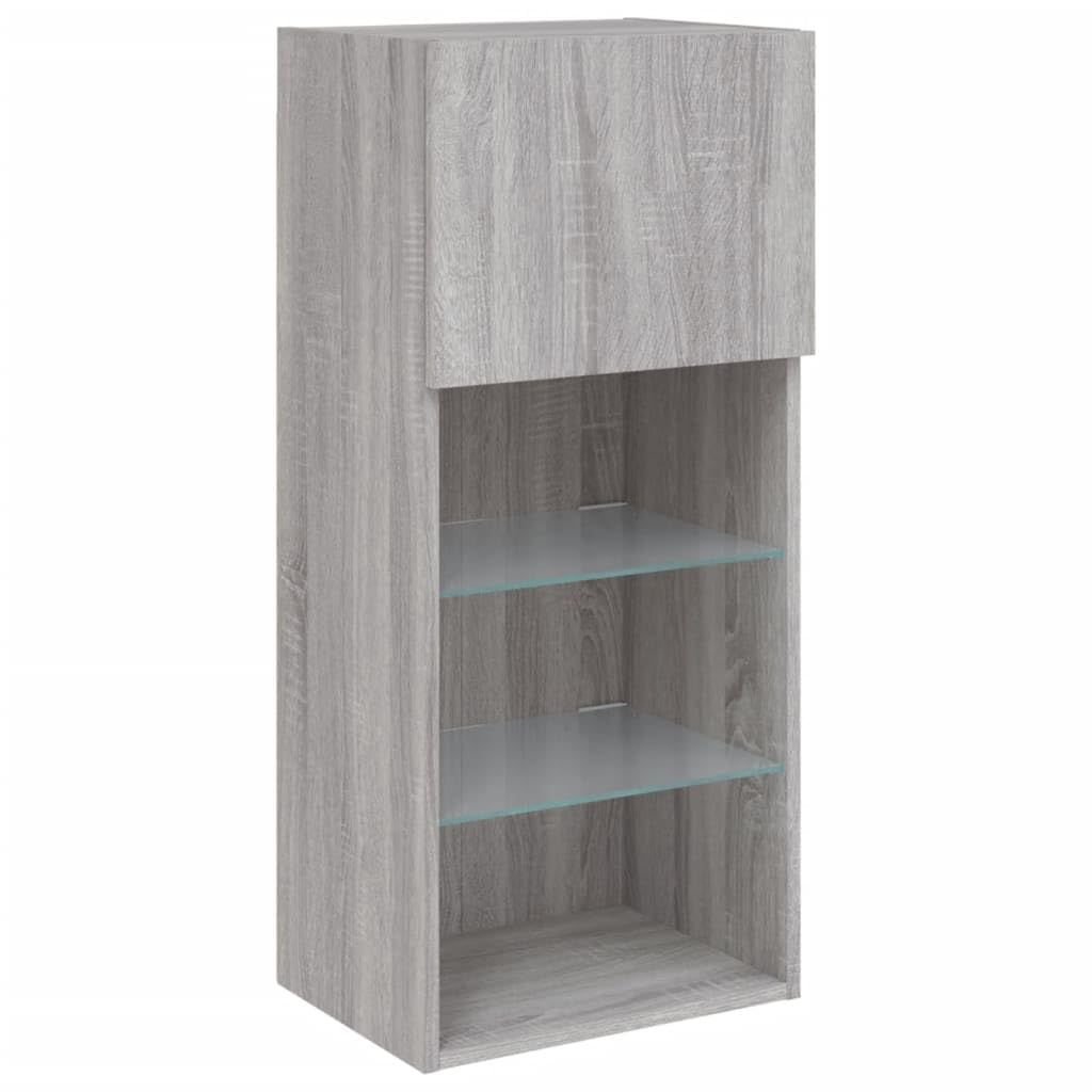 Madera resistente con luces LED RGB diseño moderno 2 uds gris 40 5x30x90 cm