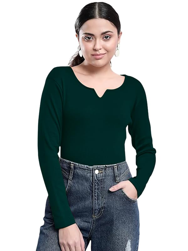 Image of Dream Beauty Fashion Women's V- Neck Long Sleeve Slim Fit Casual Tee Top, 23 inch inches (Trisha-01-P)