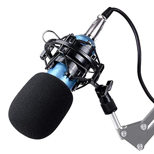 Image of Kadence Zabel Condenser Microphone Bundle, RC02 Mic Kit with Adjustable Mic Suspension Scissor Arm, XLR Cable, Shock Mount and Pop Filter for Studio Recording & Broadcasting Need Phontom Power (Blue)