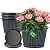Myfeegoin 10 Inch Planter-Pots-for-Plants-Indoor-Outdoor, 4 Pack Plastic Flower Pots with Saucer & Drainage Holes, Modern Decorative Resin Garden Pots