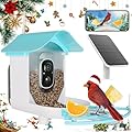 ANMESC Bird Feeder with Camera, AI Identify Birds Species, Smart Bird Feeder with Camera Solar Powered, Auto 2K HD Video in Backyard, Instant Notifications, Ideal Gift for Family and Birds Lovers
