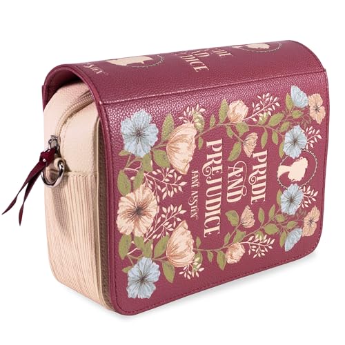 Steel Mill & Co Vegan Leather Book Shaped Crossbody Bag, Cute Bookish Purse with Embossed Cover, Bookmark Zipper and Adjustable Strap (Pride and Prejudice)4