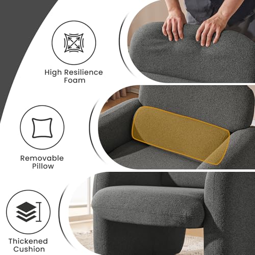 Sillón Plegable Chenille Gris miniatura 5