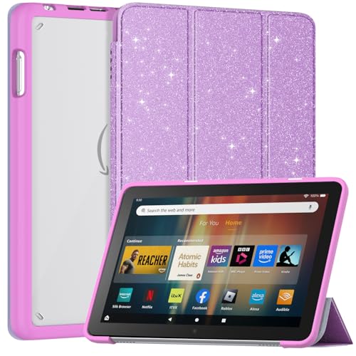 Amazon Fire HD 8 Tablet Case (12th/10th Gen 2024/2022/2020) Not fit iPad TCL Mansiruyi Slim Light Smart Trifold Stand PU Lether Cover for Fire HD 8 Kids & Kids Pro Tablet Auto Sleep/Wake - Purple