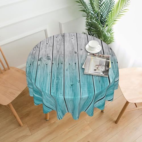 PHAYAH Mantel redondo de paneles de madera con patrón de fondo de 60 pulgadas, para restaurante, picnic, bufé, comedor interior y exterior