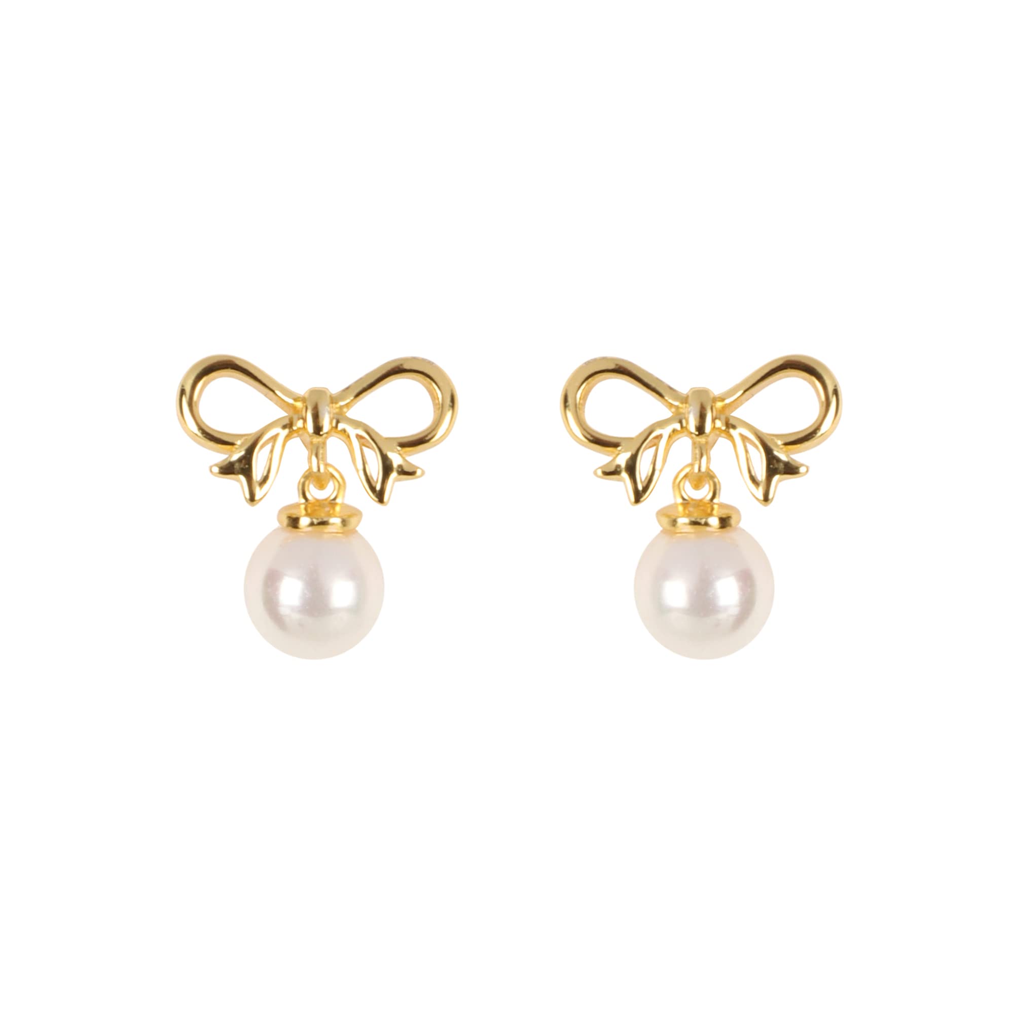 Furn Aspire 925 Sterling Silver with 18k Gold Plating Bow knot Fresh Water Pearl earrings for Parties Special Events Luxurious Pearl jewellery for Women/Girls with 925 Authenticity certificate. (Gold) (B0BLJ23FF2) Amazon Price History, Amazon Price Tracker