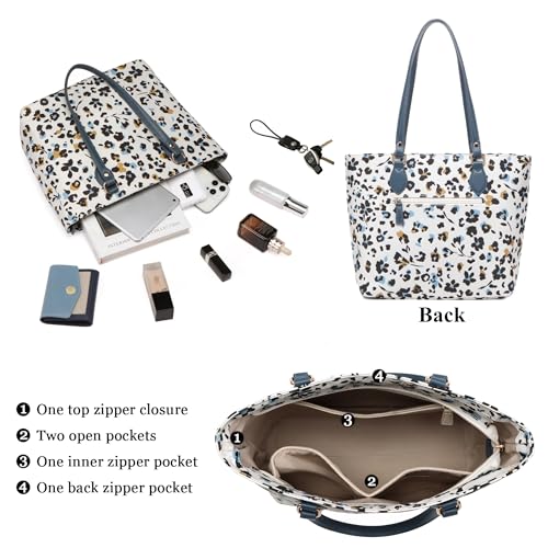 Image of Tote bags for women, tote purse, nylon tote bag, with zipper and pockets, waterproof