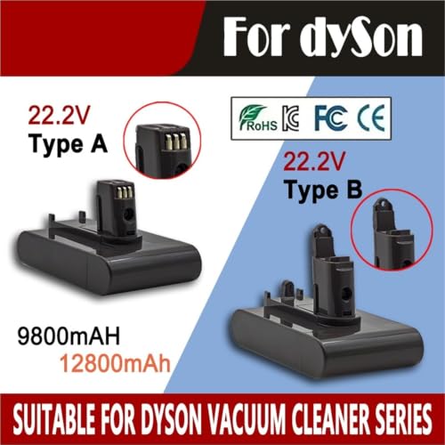Batería compatible Dyson Tipo B de 22.2V recargable recambio de litio 9800mAh pack de 2 piezas 3