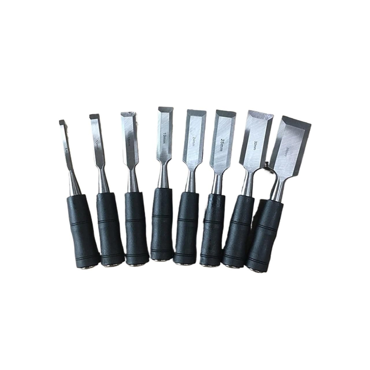 1/8 szt. Zestaw dłut do drewna z rdzeniem zawieszanym rzeźbienia płaskiego narzędzia stolarskiego obróbki od 6 mm 38(8pc set)