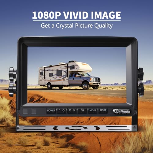 Image of eRapta HD 1080p Backup Camera System Kit, 7-inch Reversing Monitor with IP69 Waterproof, Rear View Cameras, Backup Camera for RV Truck /Trailer /Tractor /Box /Camper AYX702