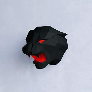 Yona DIY Black Panther Head Papercraft kit, Abstract Low Poly Animal DIY kits, Home decor, 3D Puzzle, kids crafts kits, Gift, origami 3D, Paper sculpture, Papercraft set for adults wall mount decor