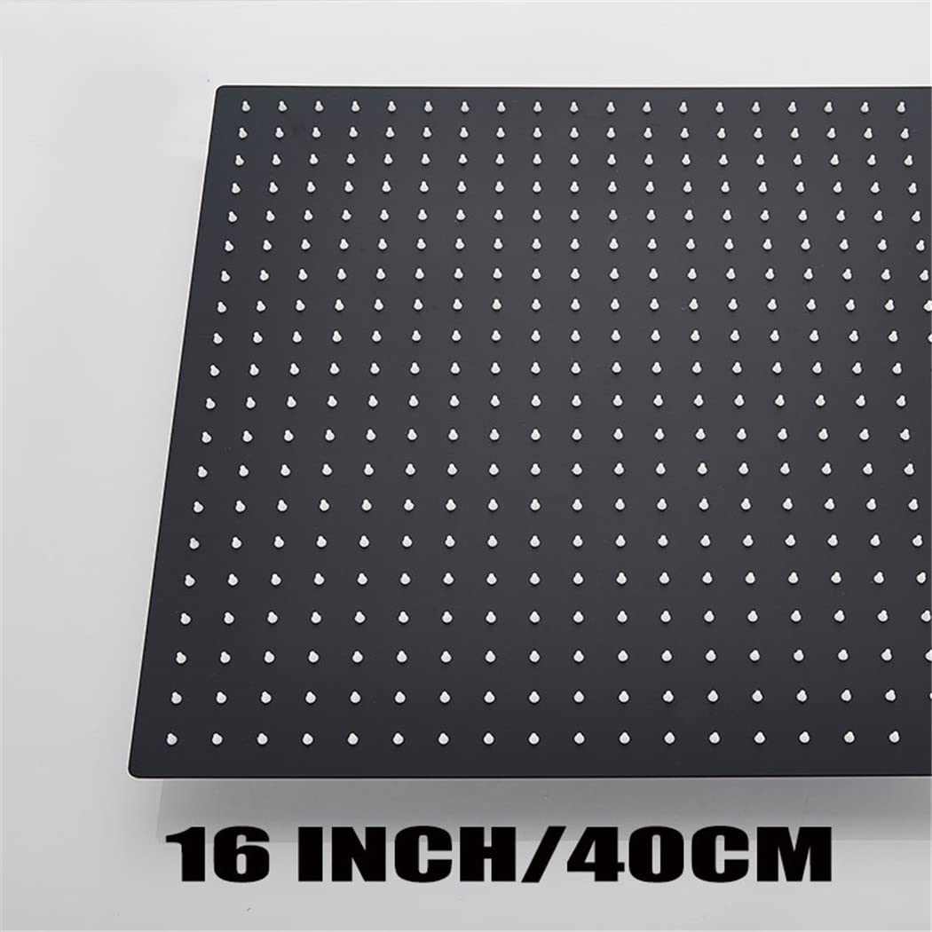16'' Black Square Shower Head Rainfall Shower Accessories Stainless Steel Bathroom Ultrathin Shower Head Ceiling Install