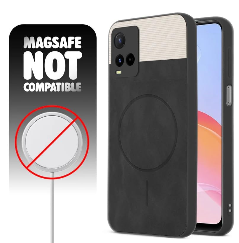 Image of Bintage CASE Mac Safe Design Hard Light Weight Back Case | Soft Border Camera Protect | Dual PU Leather Finish Back Cover Compatible for Vivo Y21e / Vivo Y21A - White & Black
