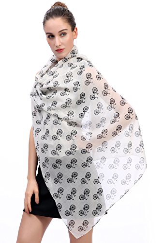 Vintage Bicycle Print Women's Scarf Shawl Wrap Lightweight3