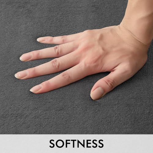 MIULEE Bath Mats Non Slip Memory Foam Bathroom Mat Bath U Shape Rug Shower Mat Coral Fleece Softness Highly Absorbent Washable Rug Bath Mats for Bathroom Kitchen Entrance 50x50 cm Gray - Image 2
