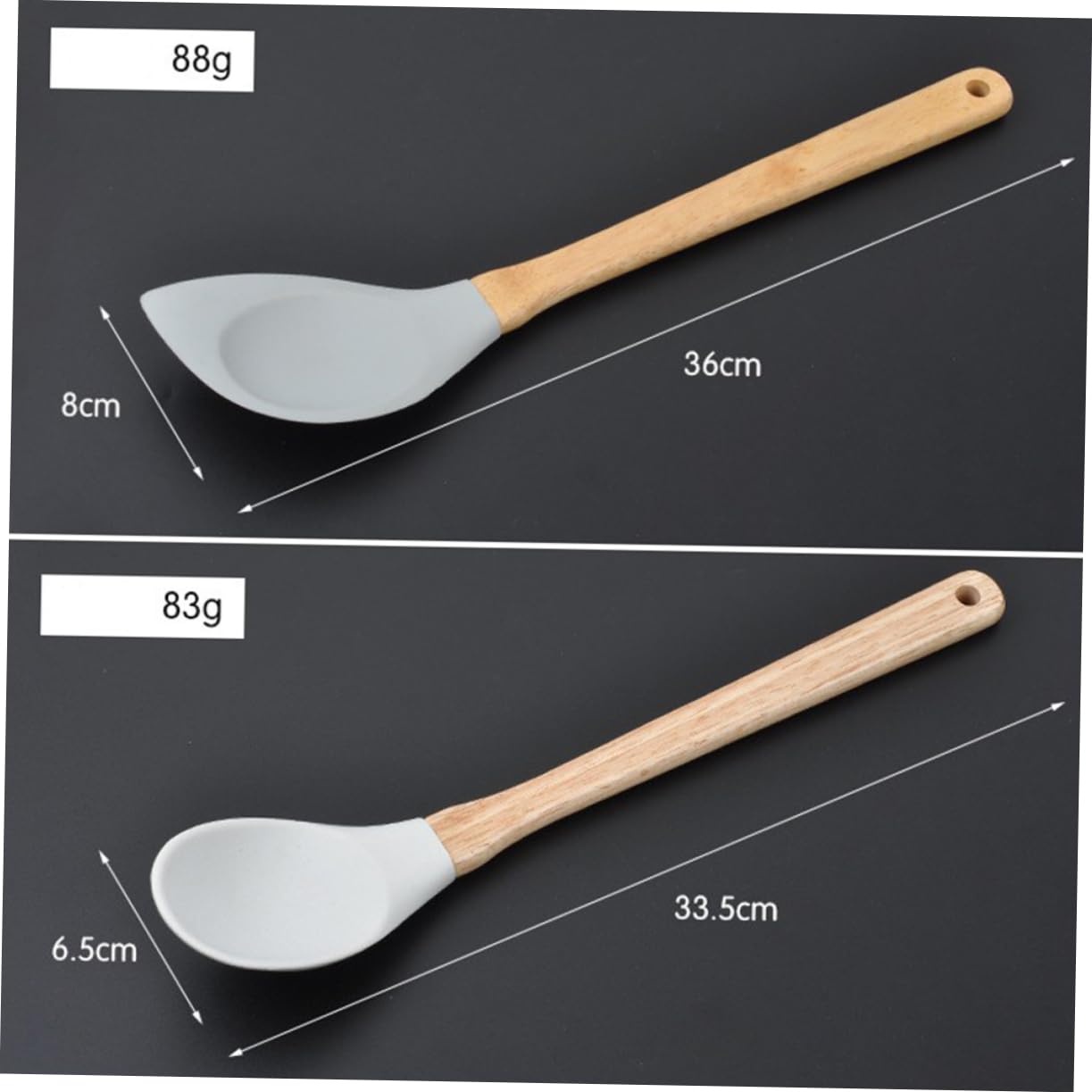 Zerodeko Set Utensili Cucina 6 Pezzi in Silicone Alimentare con Manici in Legno Resistente al Calore, Spatola Flessibile e Pennello Olio per Uso in Cucina