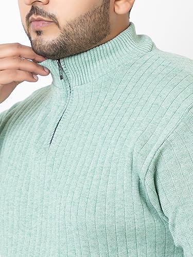 Image of Kvetoo Plus Size Men High Neck Zipper Full Sleeve Woolen Winter Sweater