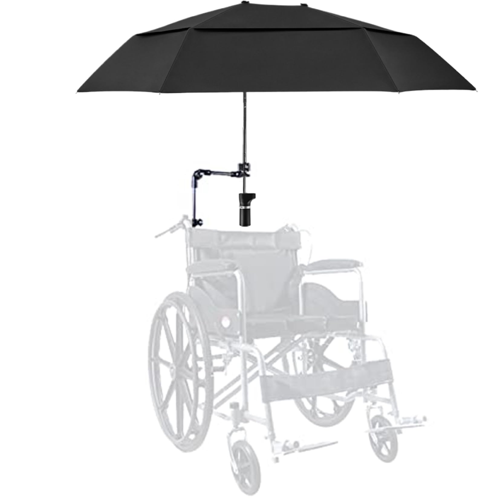 Cndiyald Wheelchair Umbrella with Adjustable Clamp - 40.9" Extended Double-Side Parasol for Rain/UV Protection, Prams, Beach Chairs, and Bleachers