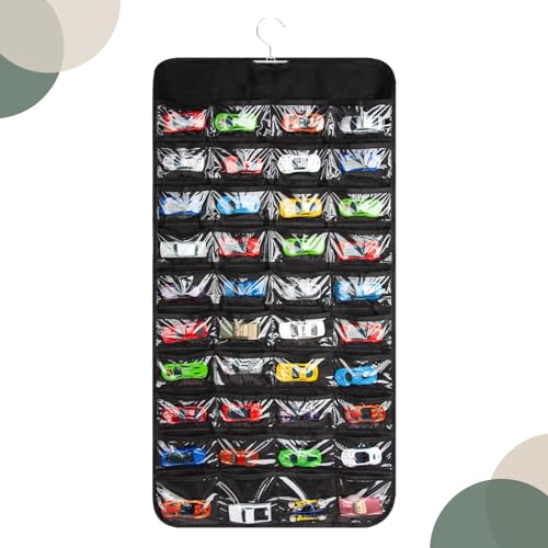 Kuviklyn Hanging Storage Organizer Compatible with Hot Wheels, 80 Solt Double-Sided Wall-Mount Display Case for Toy Cars Matchbox Cars