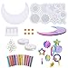 NA Woohome 17 Stück Mondsterne Windspiele Gießform Resin Form, Mond Stern Schmuck Epoxidharz Silikonform mit Pailletten für DIY Basteln Windspiele, Heimtextilien, Geschenk