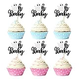 Gyufise 24Pcs Halloween Baby Shower Cupcake Toppers - Oh Baby Cupcake Picks, Little Boo & Ghost Decorations