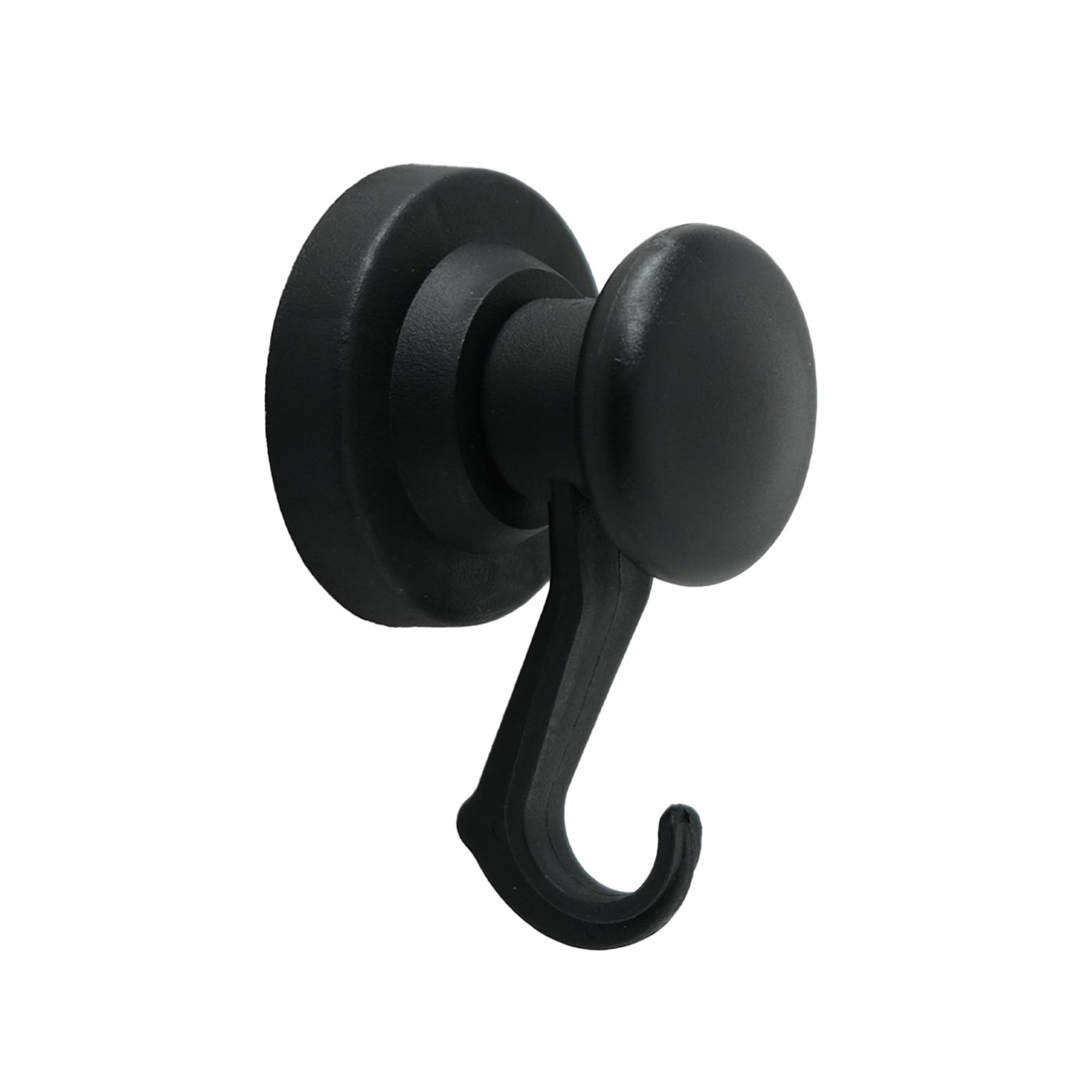 Black Rubber Coated Neodymium Magnet with Swivel Hook for Holding Rope Wires and Clothing - 43mm dia (Pack of 20)