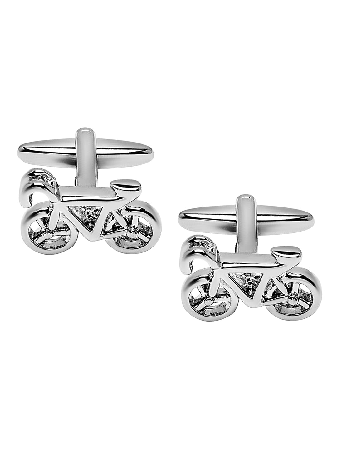 shining jewel - by shivansh Shining Jewel Elegant Fancy and Designer Silver Plated Cufflinks for Men - Bicycle Design (SJ_7163)-picture-45