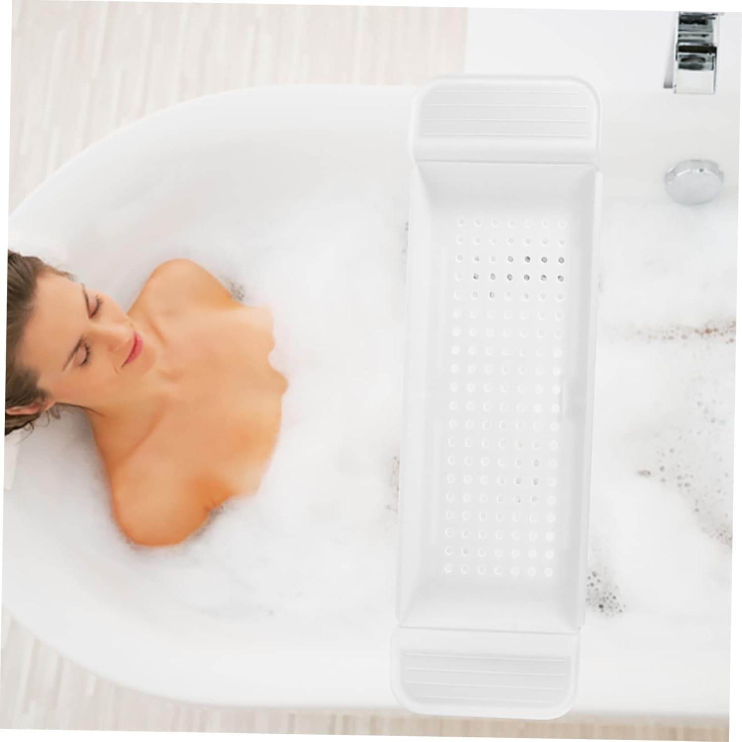 Cabilock Telescopic Bathtub Tray with Wine Holder Plastic Bathtub Organizer for Snacks Tablets and Books Versatile Storage Rack for Relaxing Baths