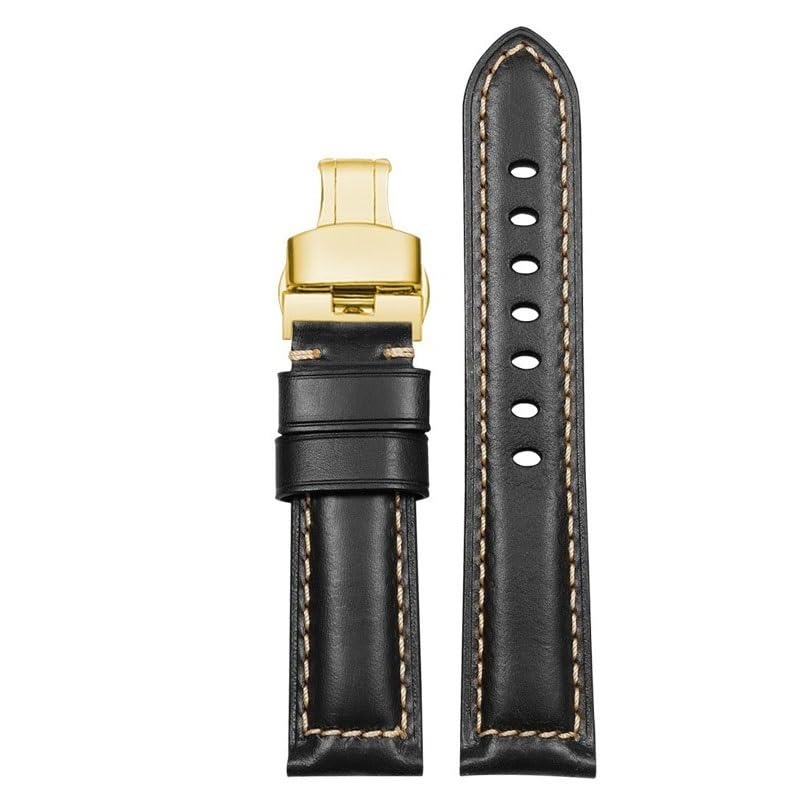 Bracelet de montre en cuir anti usure boucle papillon 20mm