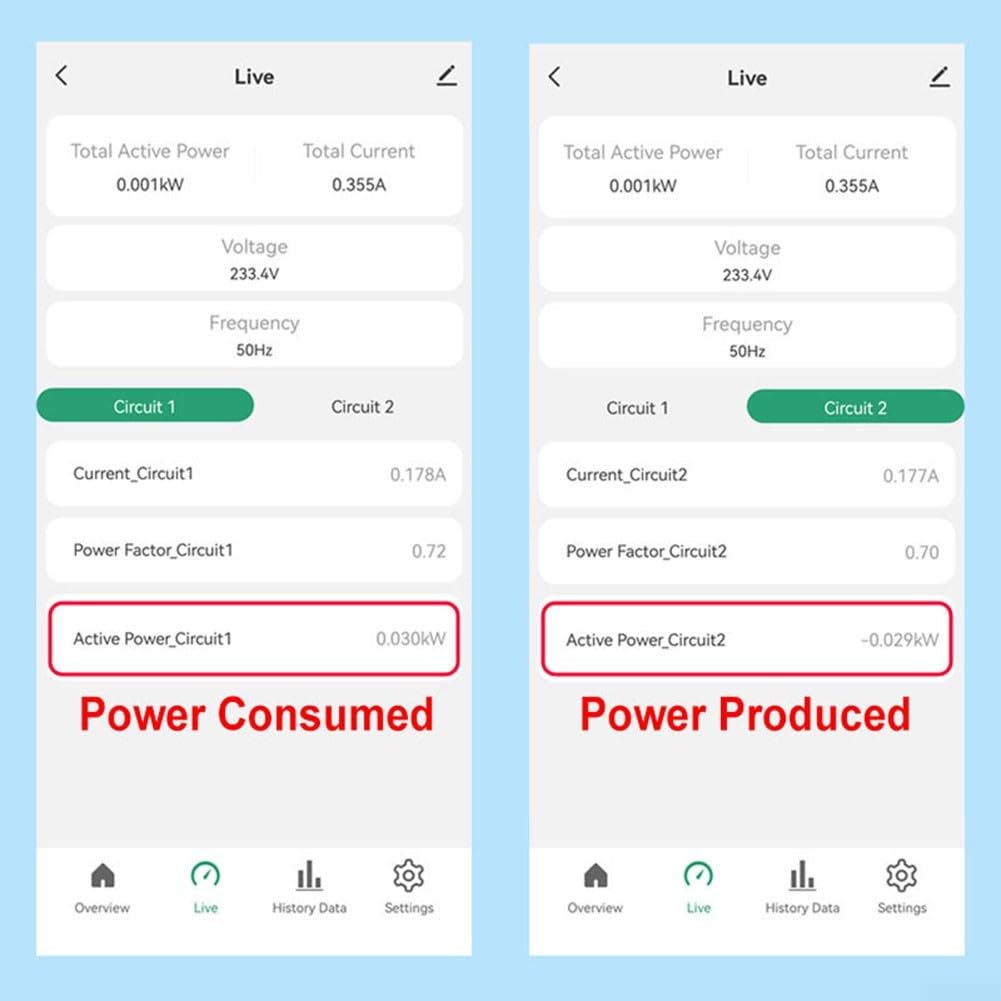 Para Smart Life Compatible Energy Meter 2 Canales BidireFor CTional WiFi Monitor de Energía para Sistemas Tuya