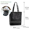 LaRechor Damen Handtasche Shopper Tasche mit Nieten PU Leder Damentasche Schultertasche zum Reise Arbeit Uni (Schwarz) #2
