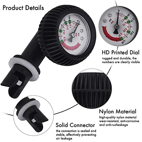 Kayak Barometer, Nylon Inflatable Boat Air Pressure Gauge Barometer for Kayak Raft Black boating