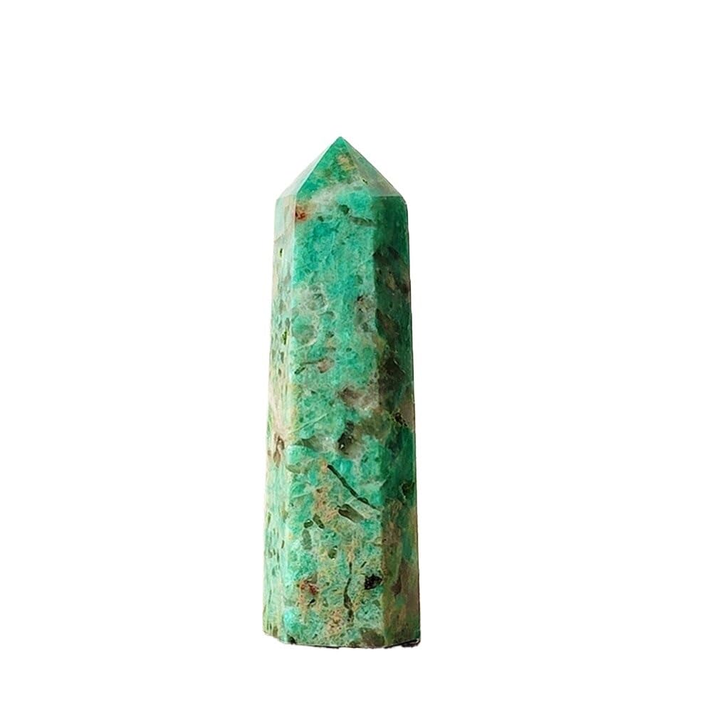 HUFFA Natural Crystal Hexagonal Prism Ornaments - Pink and White Agate Column Raw Stone Decor(Amazonite,6-7cm)