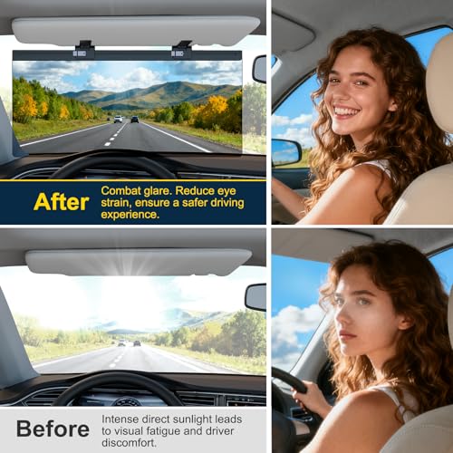Image of Sun Visor Extender for Car, Visor Extender Attachment for Car, Adjustable Visor Extender Sun Blocker UV400, Polarized Sun Visor Extender, Anti-Glare, UV Protector (2 Pack, Large)