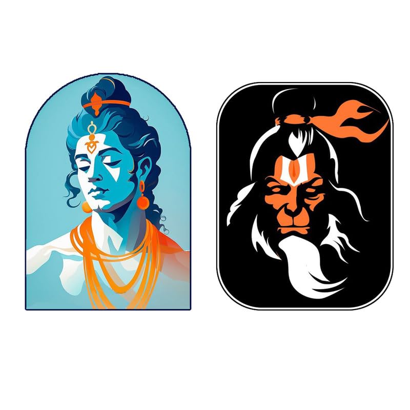 Lazychunks New Multicolored Applique Iron Patch of Shree Krishna and God Hanuman|Pure Colour Printed Iron Patch for Repair Tshirt,Bags,Caps,Jackets